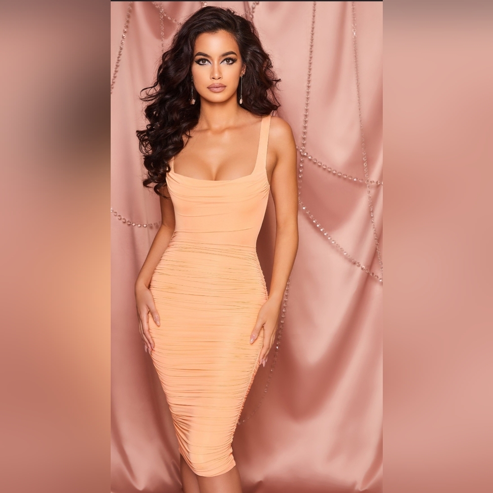 Oh Polly Elegant Peach Bodycon Dress